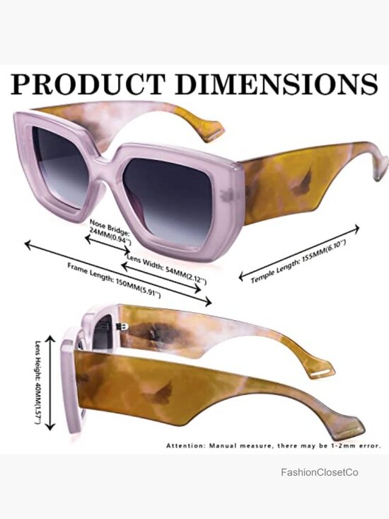 Oversized Square Sunglasses Thick Frame UV400 Protection Unisex main image 7